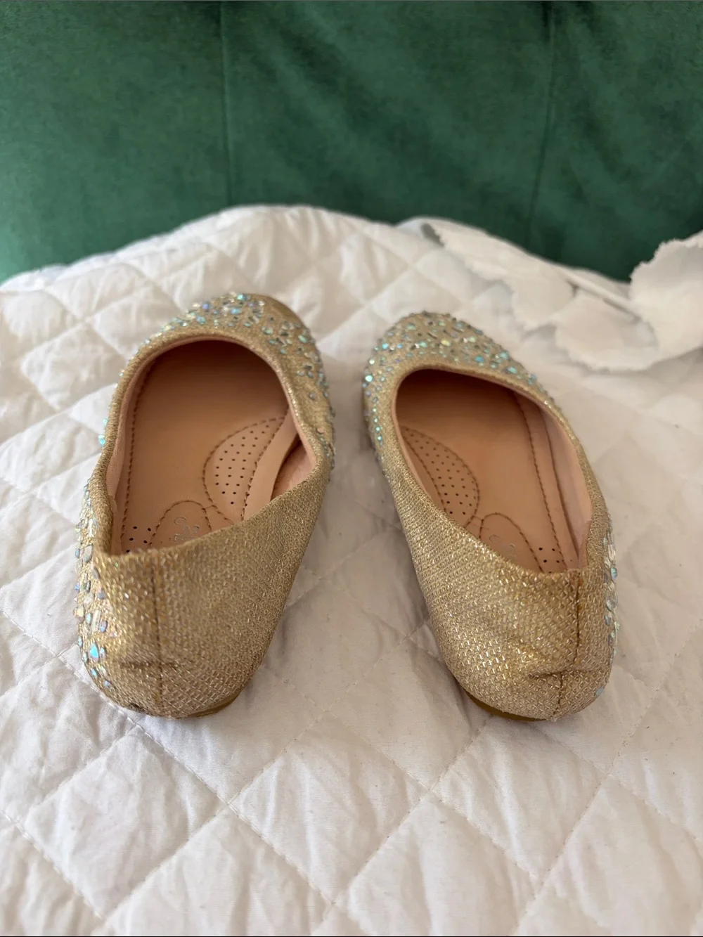 Link Gold Glitter Embellished Girls' Ballet Flats